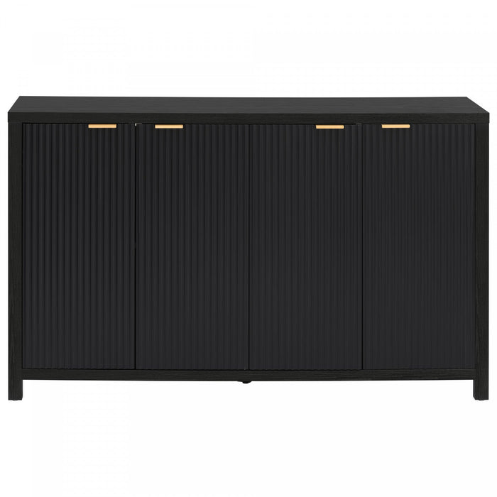 Ted 55\" Fluted Buffet Cabinet With Storage And Adjustable Shelves - Black 