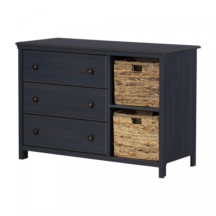 Cotton Candy 3-drawer Dresser With Storage Baskets - Blueberry 