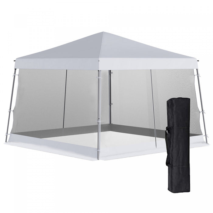 Outsunny 12' X 12' Pop Up Gazebo, Foldable Canopy Tent With Carrying Bag, Mesh Sidewalls And 3-level