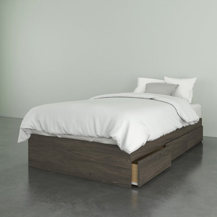 Nordika Twin Storage Platform Bed - Grey 
