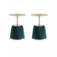 Anderson Modern Metal Top Upholstered End Table in Green - Set of 2 