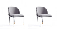 Flor Modern Metal Twill Weave Dining Chair in Gray - Set of 2 