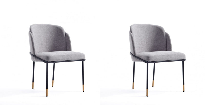 Flor Modern Metal Twill Weave Dining Chair in Gray - Set of 2 