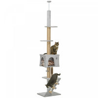 Pawhut Floor To Ceiling Cat Tree For Large Cats Adult, Cat Tower Adjustable Height 89