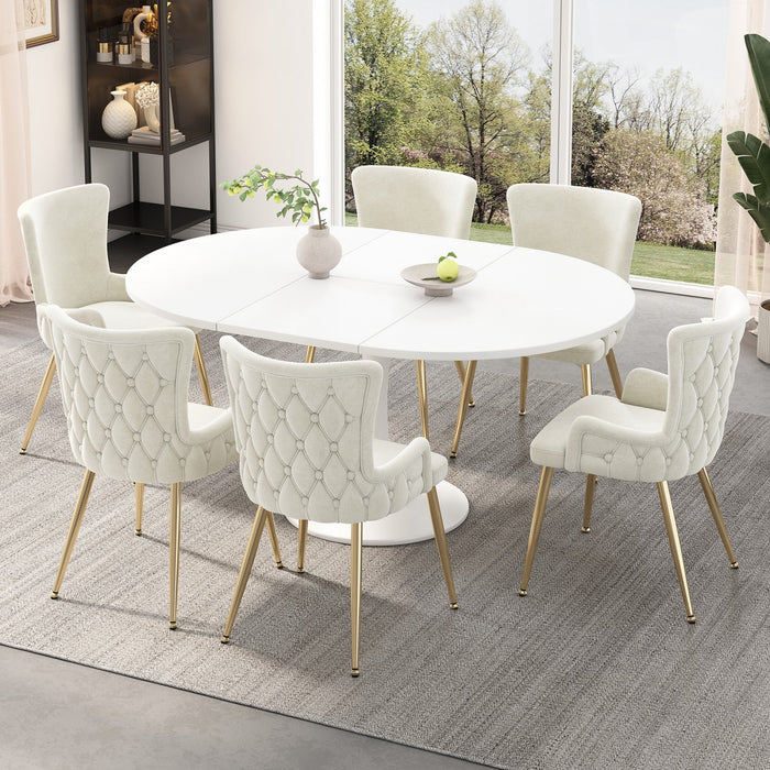 Sophia Modern 7pc Dining Set with table and Chairs,Beige Dining Room Set  