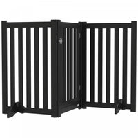 Pawhut Foldable Dog Gate With Door, 3 Panels Freestanding Pet Gate With Support Feet Indoor Playpen