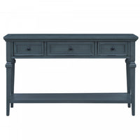 Sabina Solid Wood Console Table With 3 Drawers And Shelf - Navy