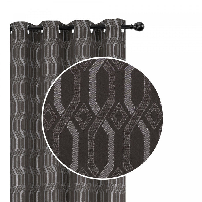 Jacquard Blackout Panel Chain Link Chocolate 84\"- Set of 2