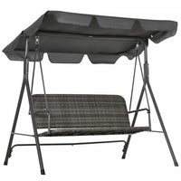 Outsunny 3 Seater Rattan Outdoor Swing Chair With Stand, Adjustable Canopy