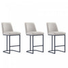 Serena Modern Metal Upholstered Counter Stool in Light Gray - Set of 3 Bar Stool 