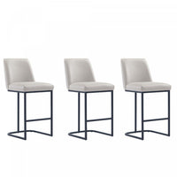 Serena Modern Metal Upholstered Counter Stool in Light Gray - Set of 3 Bar Stool