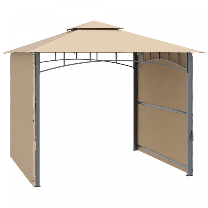 Outsunny 10' X 10' Patio Gazebo With Expandable Side Awnings, Outdoor Canopy Shelter With Double Ven