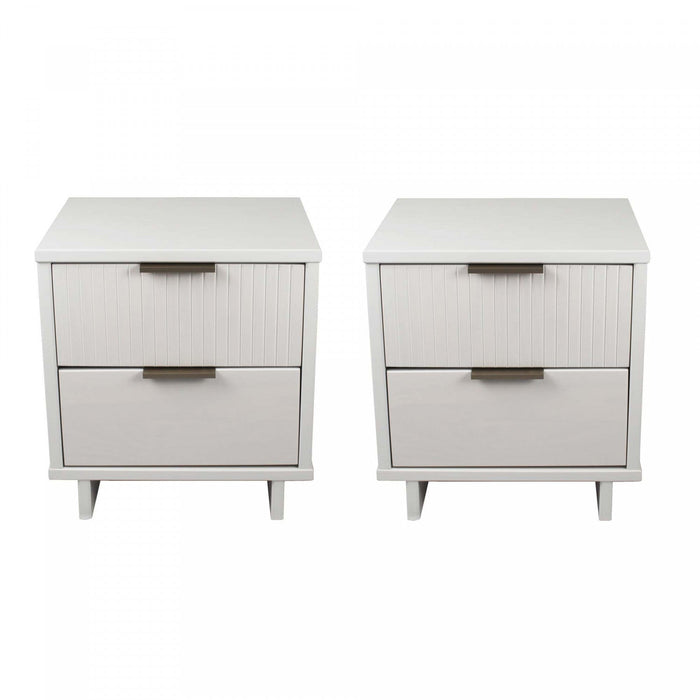 Granville Modern 18\" Nightstand in White (2-Drawer) - Set of 2 