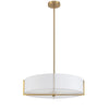 Dainolite Preston 4 Light Pendant 21\" Dia Aged Brass White Shade Lamp