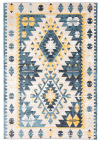 Mosaic Taupe/Blue Machine Washable Area Rug - 8'0