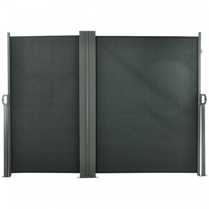Outsunny Double Retractable Side Awning 236\" X 71\" Patio Screen Grey