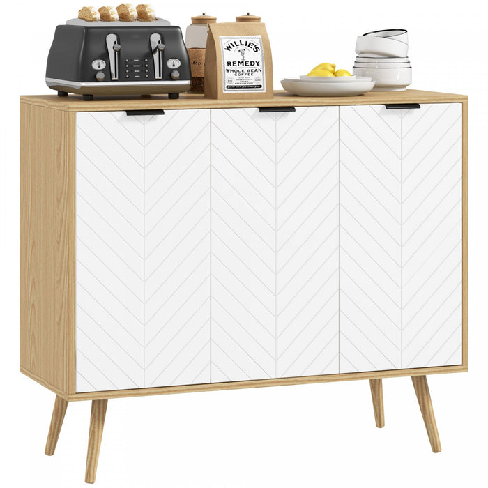 HOMCOM 36" Sideboard, Buffet Cabinet with Adjustable Shelves, Natural