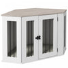Pawhut Corner Dog Crate Furniture, 41\" Dog Crate End Table With Cushion, Door, Lock, Indoor Dog Cage