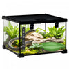 PawHut Glass Reptile Terrarium, 12"x12"x8" Jumping Spider Enclosure with Thermometer, Water Basin, Full View Visually for Lizards, Horned Frogs, Snakes, Spiders - Black