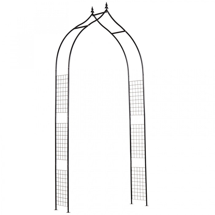 Outsunny 8ft Garden Arch Trellis For Climbing Plants, Decorative Metal Arbor For Wedding, Party, Eve