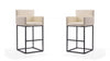 Ambassador Mid-Century Modern Metal Upholstered Barstool in Cream - Set of 2 Bar Stool 