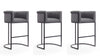Cosmopolitan Mid-Century Modern Metal Upholstered Barstool in Gray - Set of 3 Bar Stool 