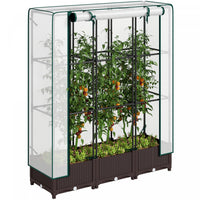 Outsunny Plastic Raised Bed With Trellis And Pe Cover, 47 X 16 X 50 In