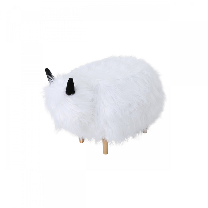 Julius Upholstered Wood Yak Footstool Ottoman - White 