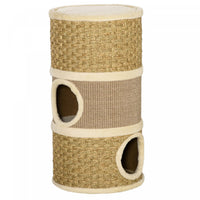 Pawhut Cat Condo 3 Story Three Holes With Sisal Seaweed Scratching Cover Surface, Cat Tower For Indo