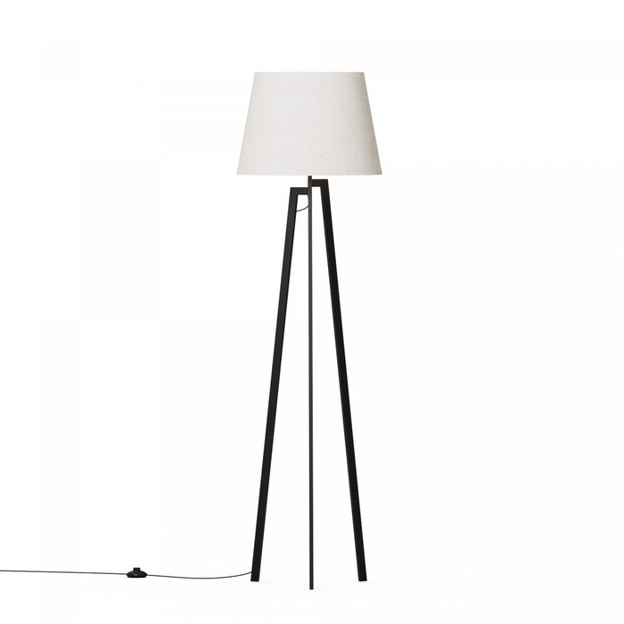 64\" Black Architectural Tripod Floor Lamp with Textured Shade