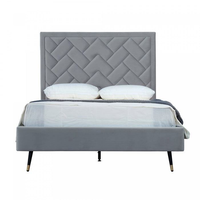 Crosby Modern Upholstered Velvet Full Bed in Gray 