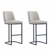 Serena Modern Metal Upholstered Barstool in Light Gray - Set of 2 Bar Stool 
