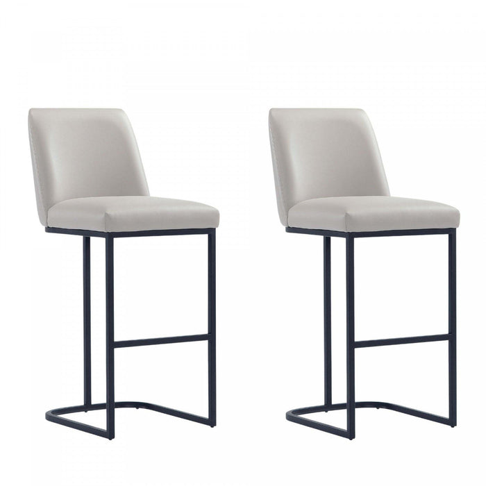 Serena Modern Metal Upholstered Barstool in Light Gray - Set of 2 Bar Stool 