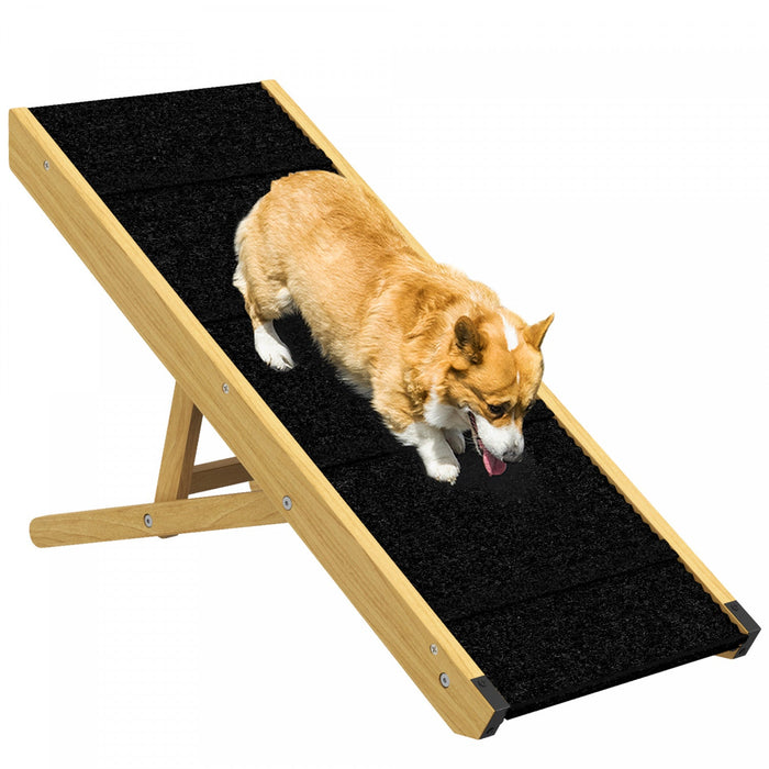 Pawhut Dog Ramp, 33\" Wooden Pet Ramp For Bed And Couch, Foldable Dog Ramp With 4-level Adjustable He