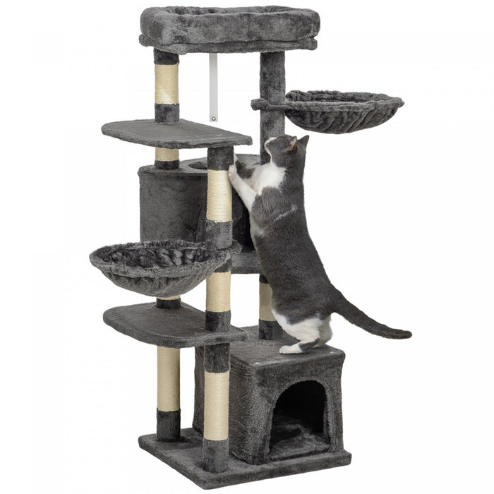 Pawhut 52.5\" Cat Tree, Cat Tower For Indoor Cats With Scratching Posts, Cat Condos, Bed, Platforms, 