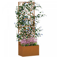 Outsunny Raised Garden Bed with Outdoor Privacy Screen, Wall-Mounted, Brown