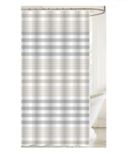 Printed Canvas Shower Curtain with Roller Hooks Striped
