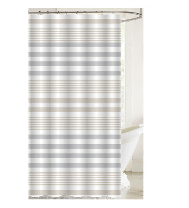 Printed Canvas Shower Curtain with Roller Hooks Striped