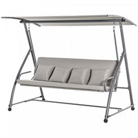 Outsunny 3-seat Outdoor Patio Swing Chair, Converting Flat Bed, Canopy Swing Glider With Adjustable
