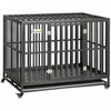 Pawhut 45\" Heavy Duty Steel Dog Crate Kennel Pet Cage With Wheels For Portability & 1 Doors For Conv