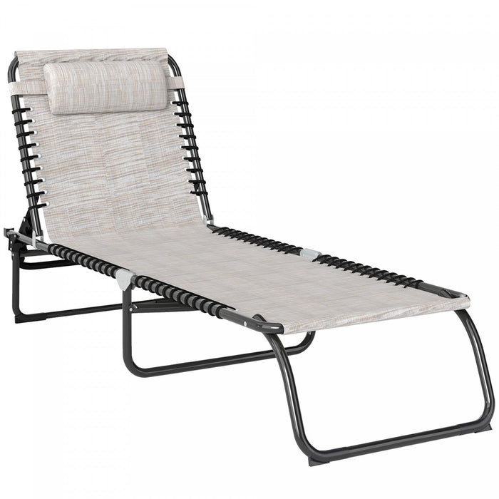 Outsunny Outdoor Folding Lounge Chair, Cream