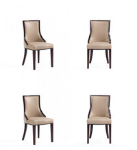 Grand Traditional Wood Upholstered Dining Chair in Tan - Set of 4 