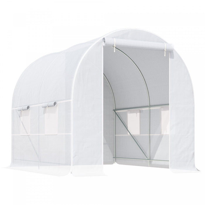 Outsunny 8.2x6.6x6.6ft Walk-in Tunnel Greenhouse Portable Garden Plant Growing Warm House With Door 