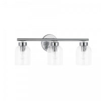 Dainolite Vienna 3 Light Incandescent Vanity Polished Chrome Clear Ribbed Glass Lamp