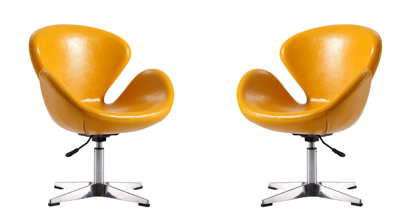 Raspberry Modern Upholstered Swivel Lounge Chair in Yellow - Set of 2 Accent Chair 