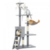 PawHut Cat Tree, 53" Cat Tower for Indoor Kittens with Sisal Scratching Posts, Plush Perches, Condo, Hammock, Ladder, Dangling Toys, Multi-Level Kitty Activity Centre, Grey
