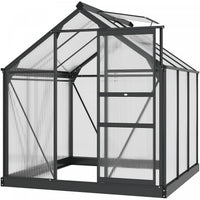 Outsunny 6' X 6' Clear Polycarbonate Greenhouse Walk-in Green House Garden Plants Grow Galvanized Ba