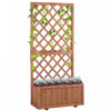 Outsunny 2.4 X 1 X 4.9 Ft Garden Wooden Pine Trough Planter With Topped Trellis Climbing Plants Flow