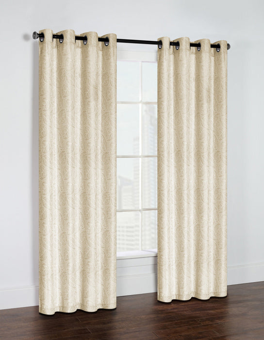 Thermaplus Feuilles Natural Blackout Grommet Curtain Panel - 52 x 84