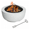Outsunny 24\" Outdoor Fire Pit With Stone Effect, Wood-burning Firepit Fireplace With Spark Screen An